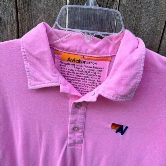Aviator nation Pink Polo Shirt size L - Picture 2 of 2